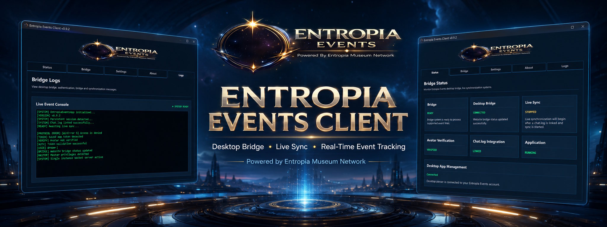 Entropia Events desktop client download banner