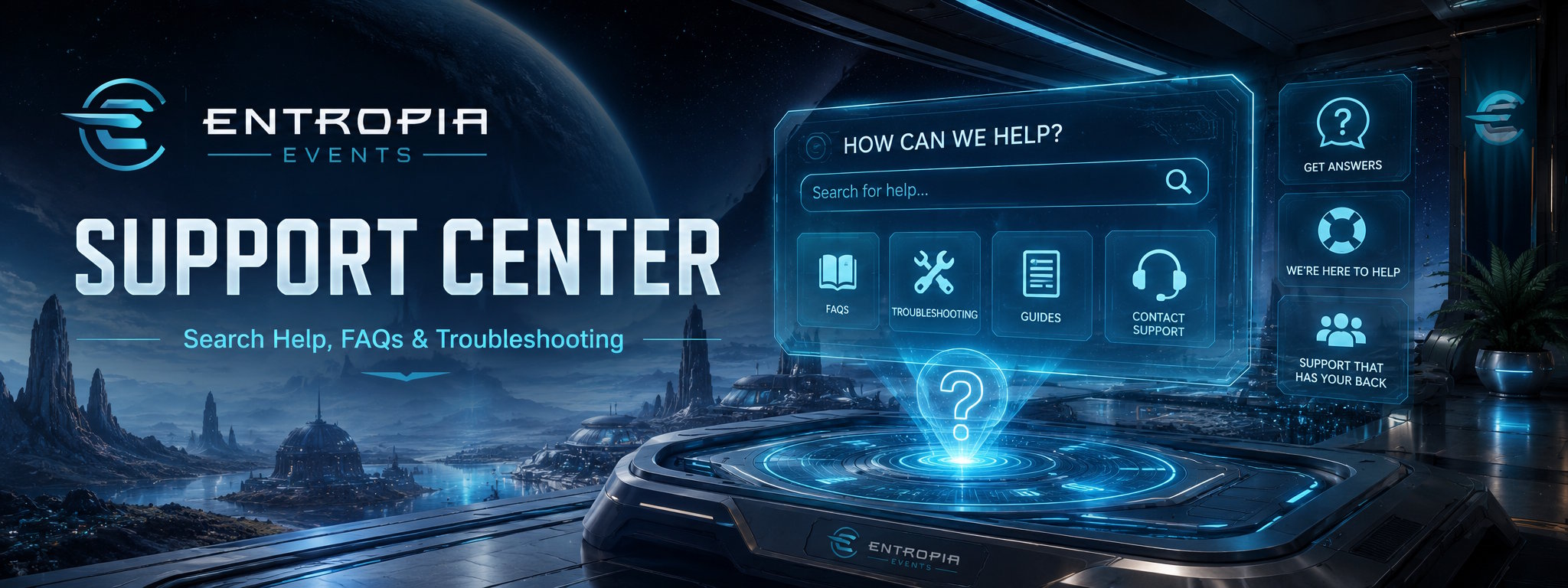 Entropia Events support center banner