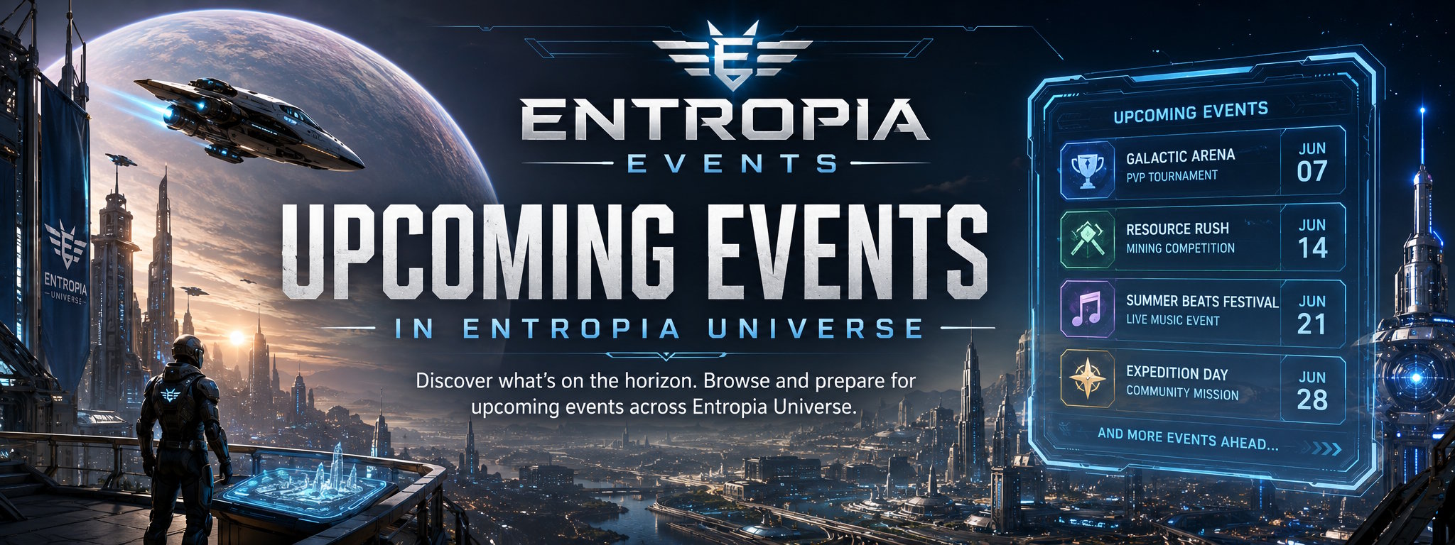 Entropia Events upcoming events banner